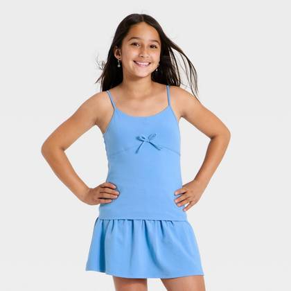 Girls ' Bow Front Knit Tank - art class™ Steel Blue S