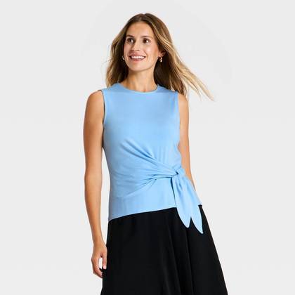 Women's Tie-Front Tank Top - A New Day™ Blue XS