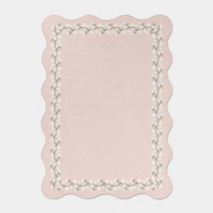 5'x7' Floral Border with Scallop Edge Dorm Area Rug Pink - Threshold™