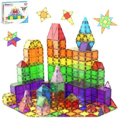PICASSO-TILES 101PCS Magnetic Tiles for Kids - STEM Building Blocks, Construction Toy, Educational Creative Play Set Toddlers Preschool Boys & Girls