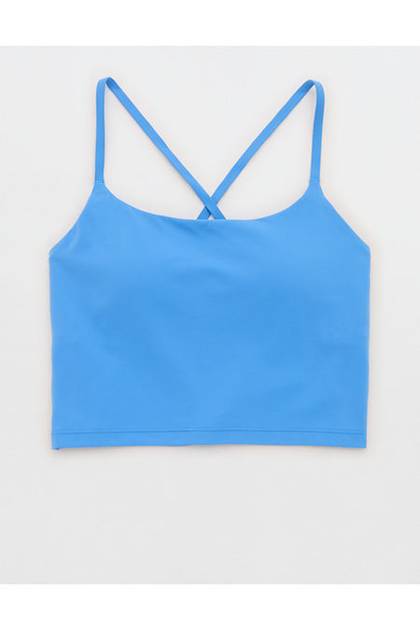OFFLINE By Aerie Real Me Xtra Strappy Longline Sports Bra Rome Blue