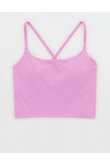 OFFLINE By Aerie Real Me XTRA Strappy Longline Sports Bra Planet Pink