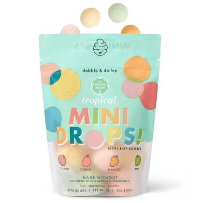 Dabble & Dollop Mini Bath Bombs - Tropical Variety - 12ct/0.8oz: Gluten-Free, Vegan, Nourishing, Bag