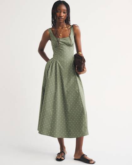 100% Cotton A&F Bra-Free Dylan Midi Dress