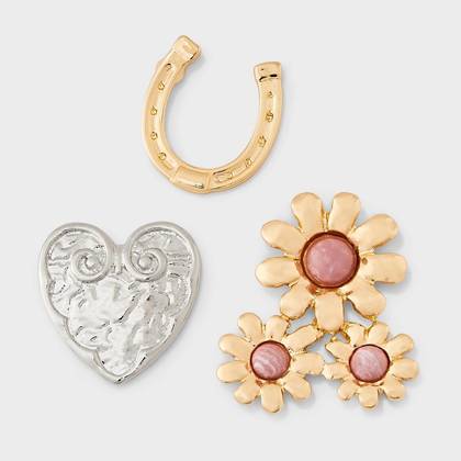 Western Lucky Bloom Pin 3pc Set - Universal Thread™ Multi/Pink