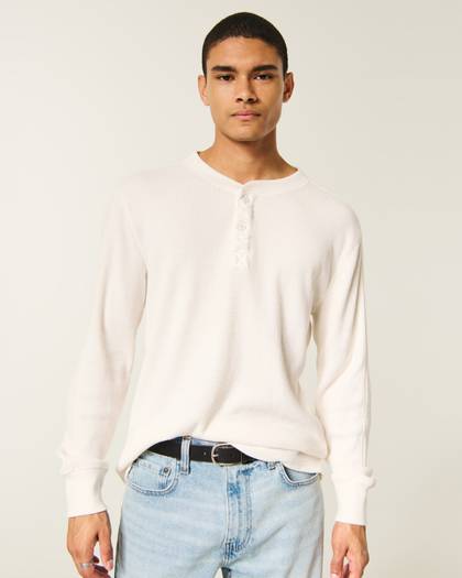Relaxed Long-Sleeve Thermal Henley