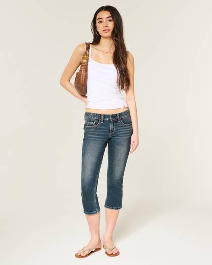Low-Rise Dark Wash Capri Jeans
