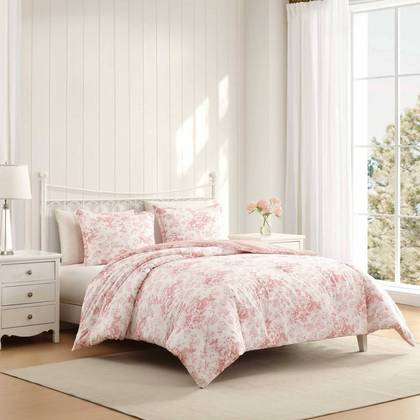 Laura Ashley Toile Delight Pink Full/Queen Comforter Set