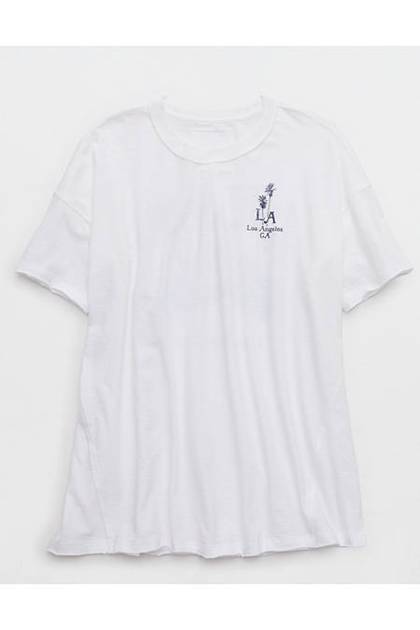 Aerie Oversized Crew Boyfriend T-Shirt Raw White