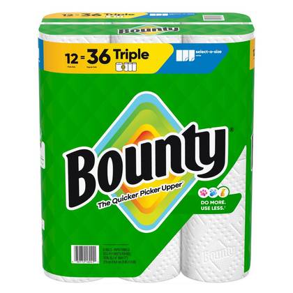 Bounty Select-A-Size Paper Towels - 12 Triple Rolls - 2-Ply - 123 Sheets