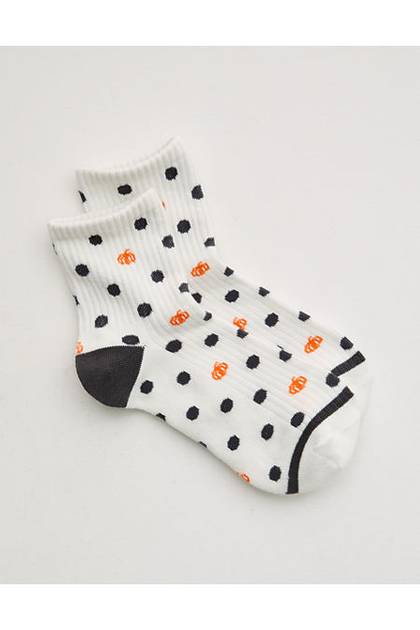 Aerie Ribbed Cotton Quarter Socks White