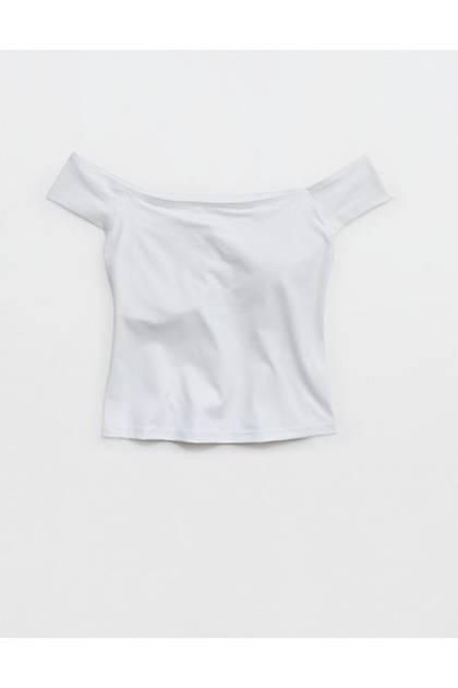 OFFLINE By Aerie Real Me XTRA Off The Shoulder T-Shirt White