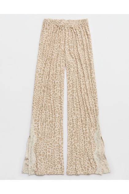 OVERSLEPT by Aerie Real Soft Ribbed Trouser PJ Cake Batter