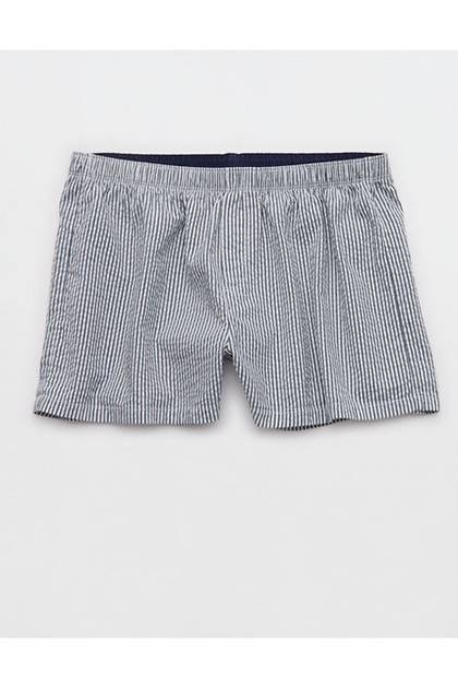 OVERSLEPT by Aerie Around Town Seersucker Boxer Navy