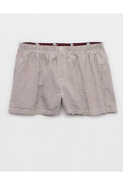 OVERSLEPT by Aerie Around Town Seersucker Boxer Royal Berry
