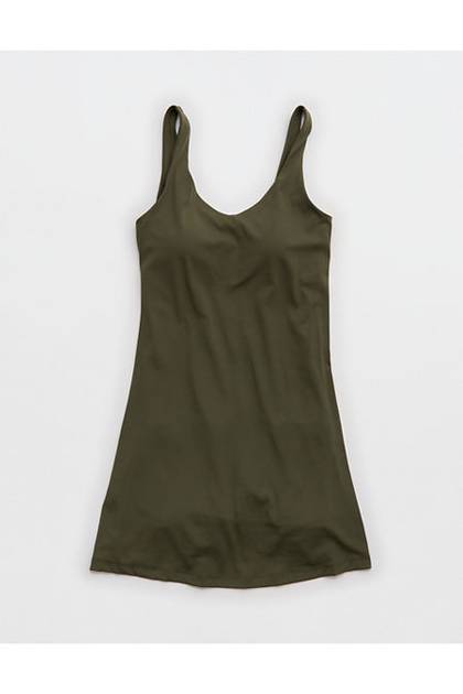 OFFLINE By Aerie Real Me Low Key Mini Dress Festive Olive