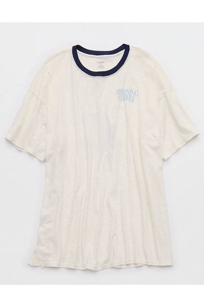 OVERSLEPT by Aerie Sleep Happens Night Tee Cream