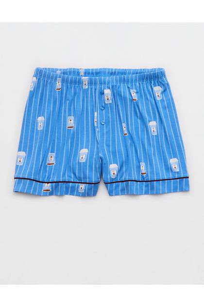 OVERSLEPT by Aerie Real Soft® Piping PJ Short Salty Air