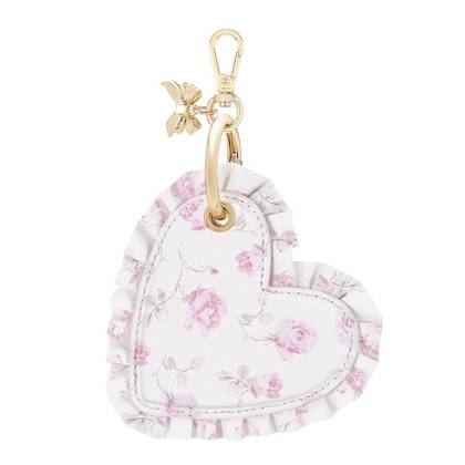 LoveShackFancy x Target – Case-Mate Ribbon Rosa Flora Ruffled Heart AirTag Charm Sterling Dusk