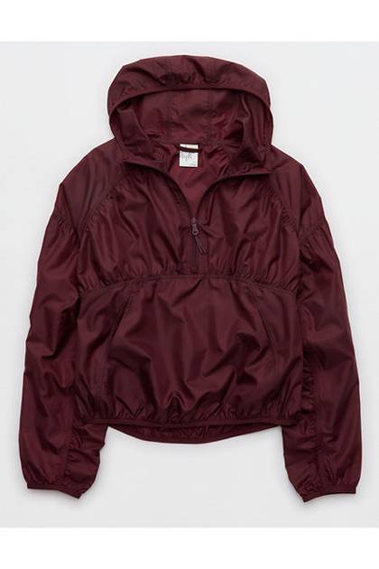 OFFLINE By Aerie Ruched Nylon Quarter Zip Royal Berry