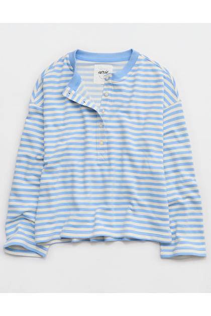 Aerie Alumni Henley Sweatshirt Horizon Sky