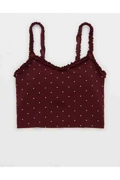OFFLINE by Aerie Real Me XTRA Ruffle Longline Sports Bra Royal Berry