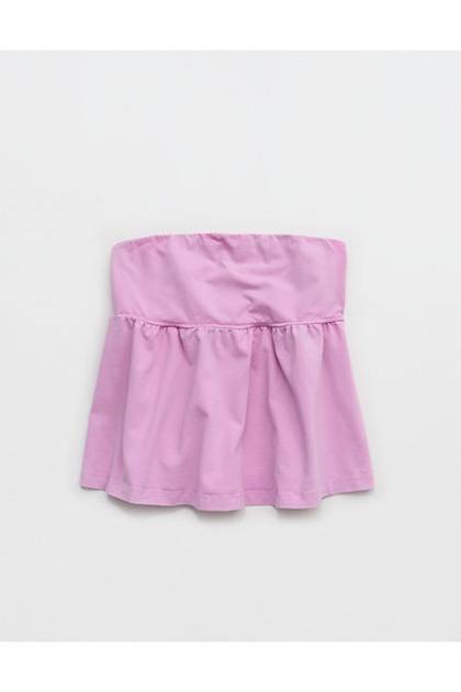 OFFLINE By Aerie OG Cotton Peplum Tube Top Planet Pink