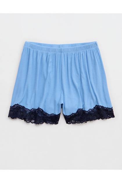 OVERSLEPT by Aerie Real Soft® Ribbed Pajama Short Horizon Sky