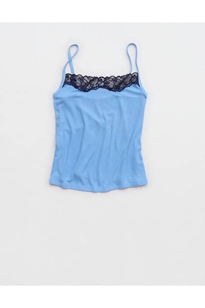 OVERSLEPT by Aerie Real Soft® Ribbed Tank Top Horizon Sky