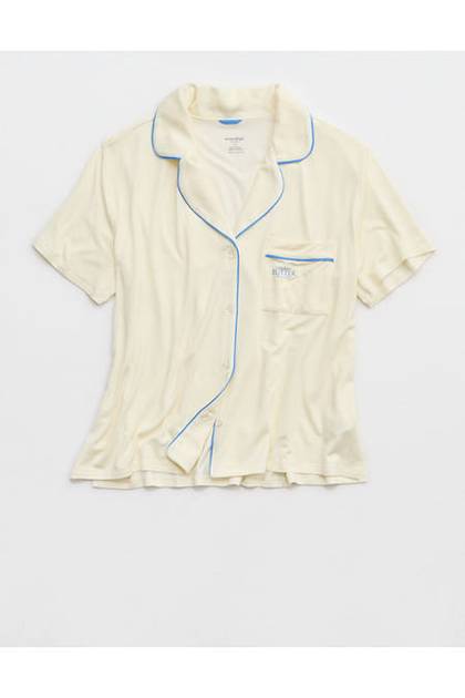 OVERSLEPT by Aerie Real Soft® Short Sleeve Pajama Shirt Cool Lemonade