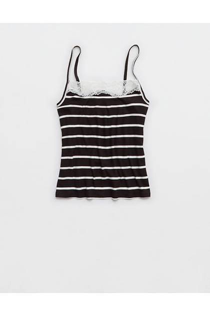 OVERSLEPT by Aerie Real Soft® Ribbed Tank Top Deep Earth