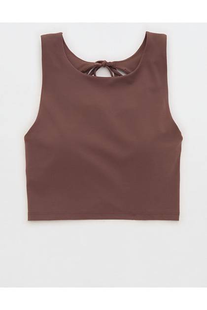 OFFLINE By Aerie Real Me XTRA Tie Back Longline Sports Bra Relic