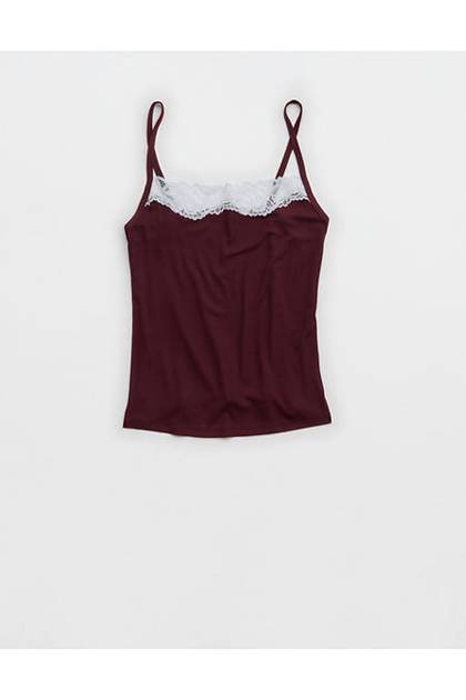 OVERSLEPT by Aerie Real Soft® Ribbed Tank Top Royal Berry