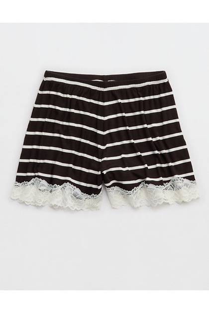 OVERSLEPT by Aerie Real Soft Ribbed Pajama Short Deep Earth