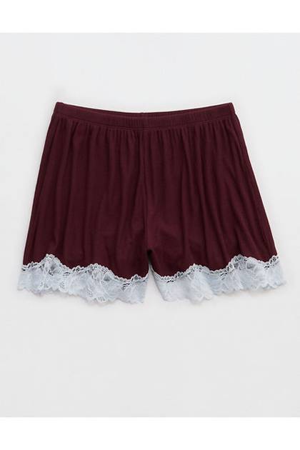 OVERSLEPT by Aerie Real Soft® Ribbed Pajama Short Royal Berry