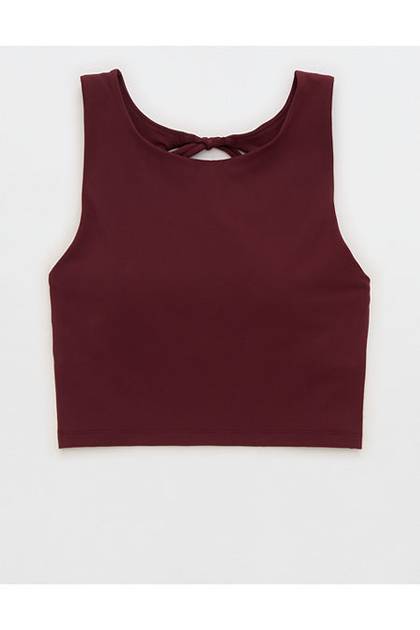 OFFLINE By Aerie Real Me XTRA Tie Back Longline Sports Bra Royal Berry