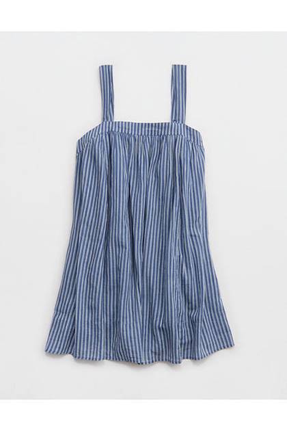 Aerie Printed Babydoll Mini Dress Marbled Blue