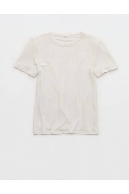 Aerie Modal Rib Short Sleeve Crew T-shirt Soft Muslin