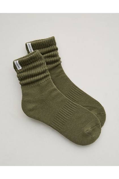 OFFLINE By Aerie Short Scrunch Socks Olive Fun