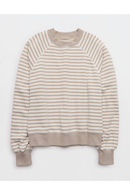 Aerie Go-To Classic Length Crew Sweatshirt Stone Harbor