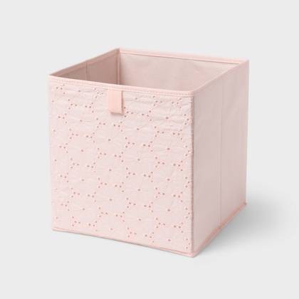 11''x10.5'' Fabric Decorative Storage Bin Eyelet Blush - Brightroom™
