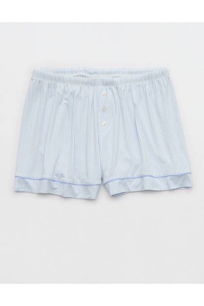 OVERSLEPT by Aerie Real Soft® Piping PJ Short Cloudy Blue