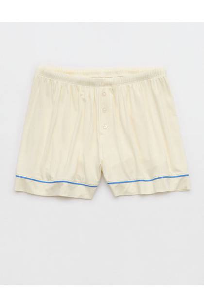 OVERSLEPT by Aerie Real Soft® Piping PJ Short Cool Lemonade