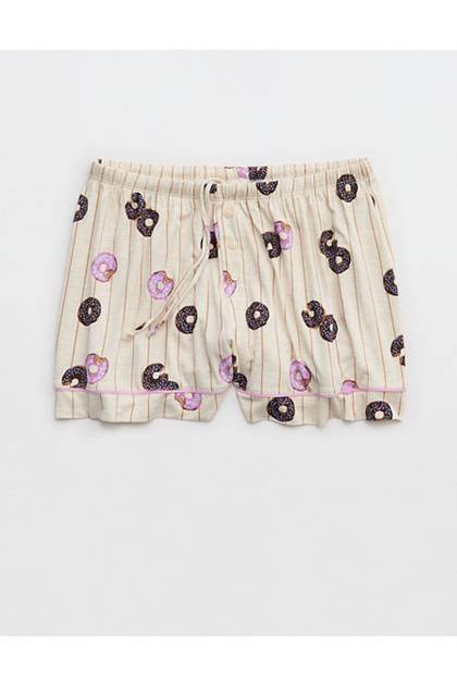 OVERSLEPT by Aerie Real Soft® Piping PJ Short Violet Willow