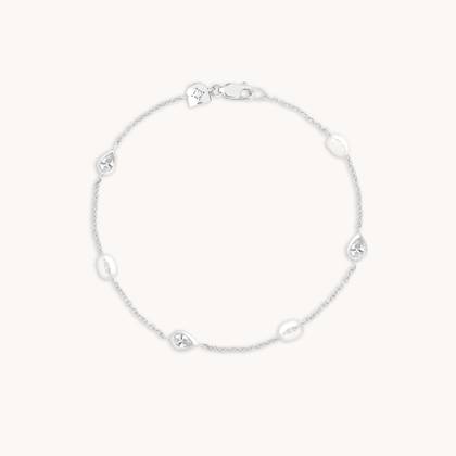 Pearl & Crystal Charm Bracelet in Silver