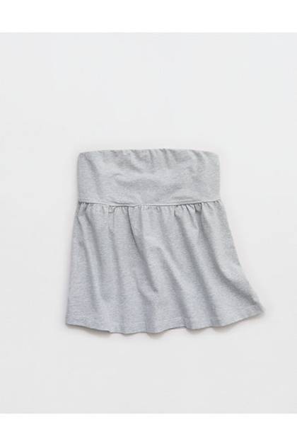 OFFLINE By Aerie OG Cotton Peplum Tube Top Medium Heather Gray