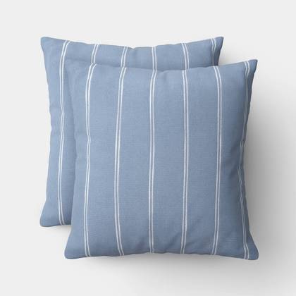 2pk Square Cotton Woven Stripe Throw Pillows Blue/Ivory - Threshold™