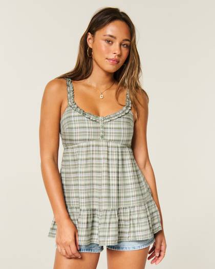 Ruffle Trim Tunic Babydoll Top