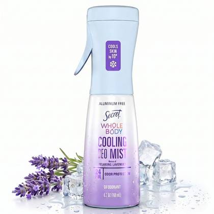 Secret Aluminum-Free Whole Body Cooling Deodorant Mist - Relaxing Lavender - 5.2 oz: For Normal Skin, Body Spray