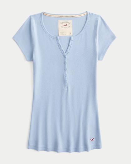 Short-Sleeve Rib Henley
